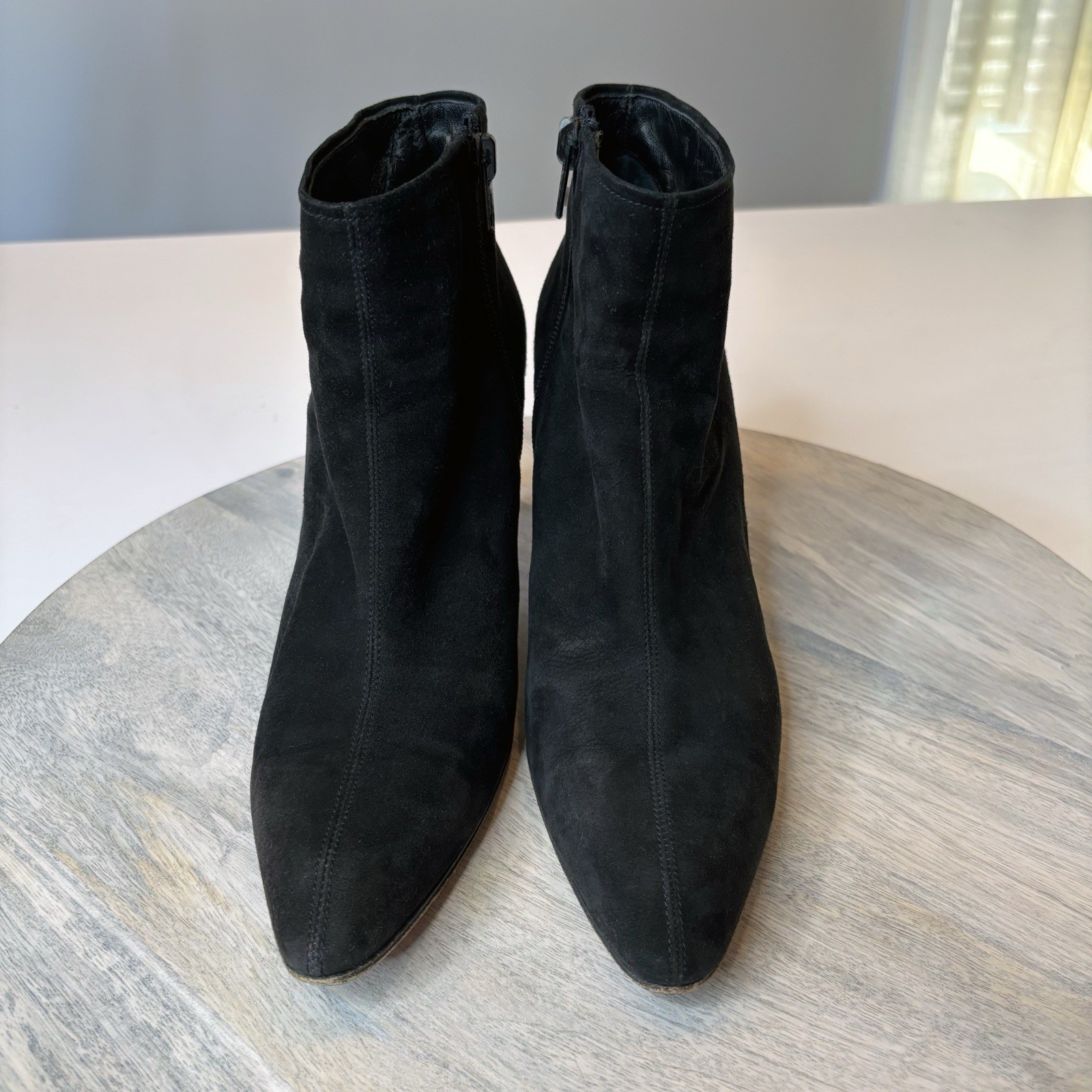 Stivaletti scamosciati neri con cerniera autentici Yves Saint Laurent taglia 7 M