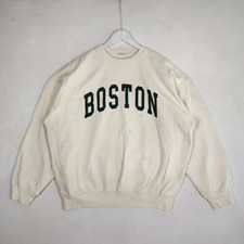 John Galt Brandy Melville Boston Sweatshirt Cream Green Oversized Crewneck