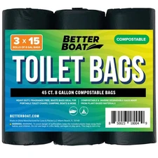 Biodegradable Toilet Bags 8 Gallon for 5 Gallon Buckets Camping & Outdoor Use