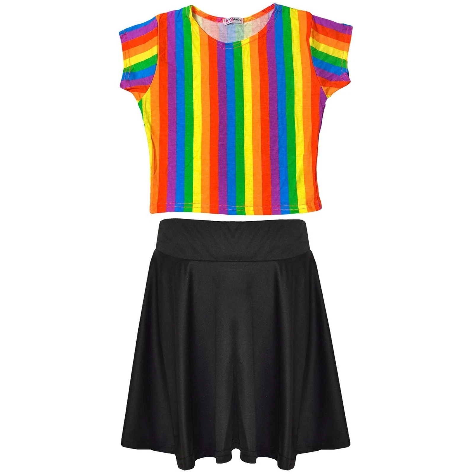 Kids Girls Rainbow Crop Top Skirt Multi Color Summer Wear Outfit Set 7-13 Years
Opens in a new windo