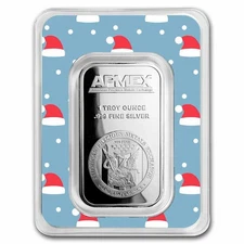 1 oz Silver Bar - APMEX (w/Santa Caps Card, In TEP)