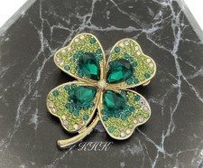 🍀 Four Leaf Clover Brooch Irish Jewellery Lucky Charm Scarf Pin KHK-Jewellery