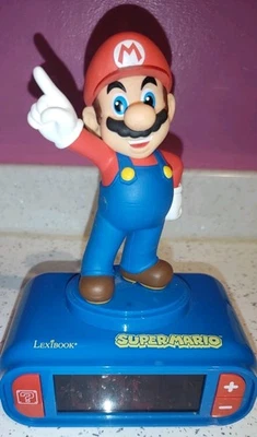 LEXIBOOK Kids DIGITAL ALARM CLOCK NIGHT LIGHT SNOOZE Super mario figure sounds - Image 1 of 4
