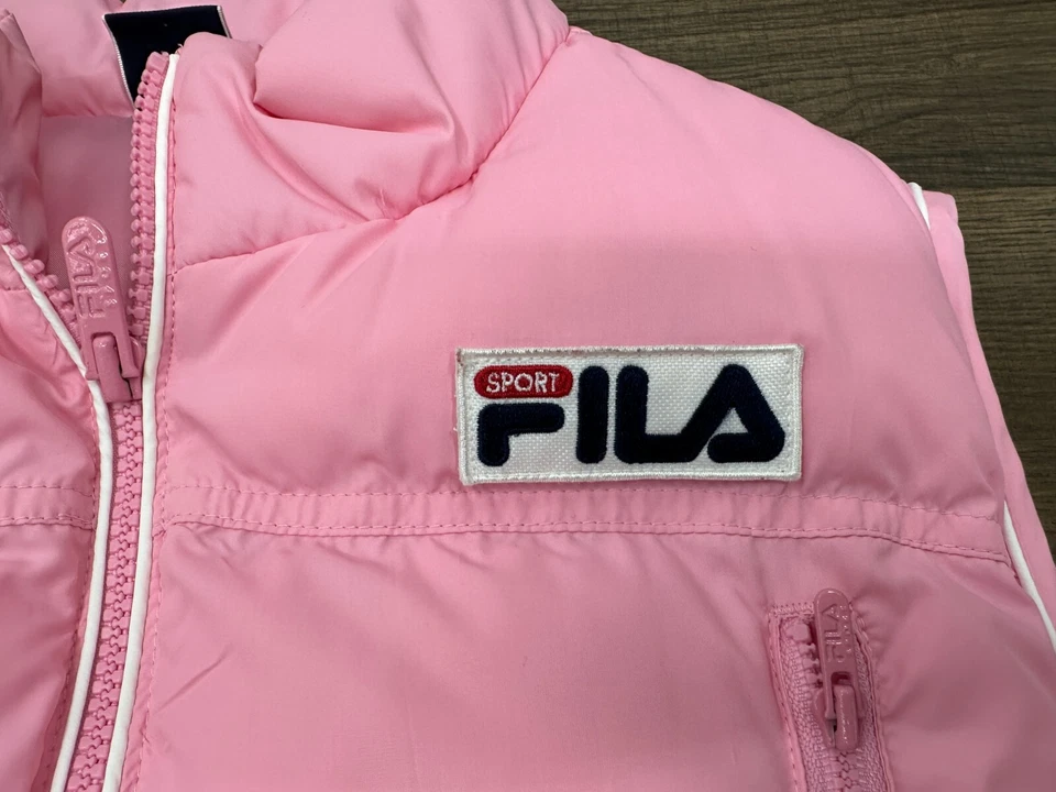 DE COLECCIÓN FILA Sport Mujer XL Rosa Acolchado Chaleco Puffer Cremallera Chaqueta Sin Mangas Foto 2 de 4