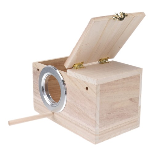 Birds Nest Breeding Box Parakeet Budgie Cockatiel Cage Nesting Window Wooden - Picture 4 of 22
