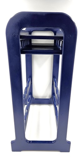 Artisan Made Solid Wood Navy Blue Wine & Glass Rack Bar Cart Stand C. 1960s - Picture 6 of 10