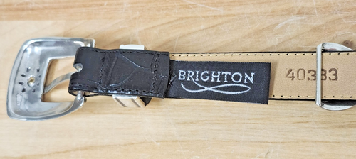 BRIGHTON Belt Women’s L 34 Black Leather Silver Gold Metal Medallion #40383 - Picture 6 of 10