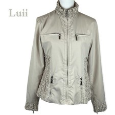 Anthropologie Luii Tan Ruched Zippered Neutral Versatile Jacket Nwot Size S