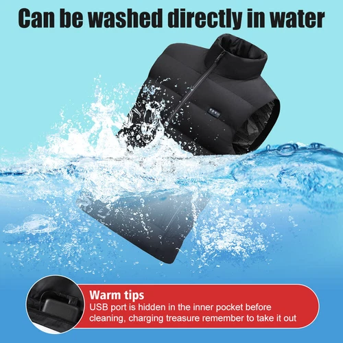 Beheizter Mantel 21 Heizzonen mit 10000mAh Akku Elektroheizung Kapuzenjacke - Bild 31 von 46