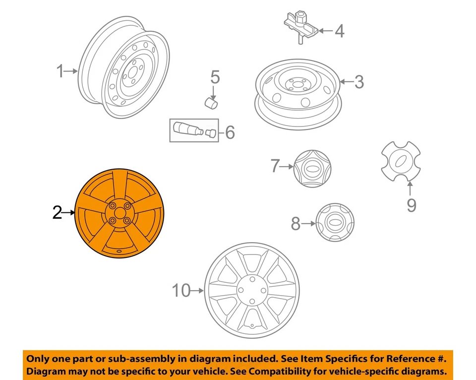Used Wheel fits: 2009 Kia Rio 15x5-1/2 alloy 5 spoke Grade A - Image 3 of 4