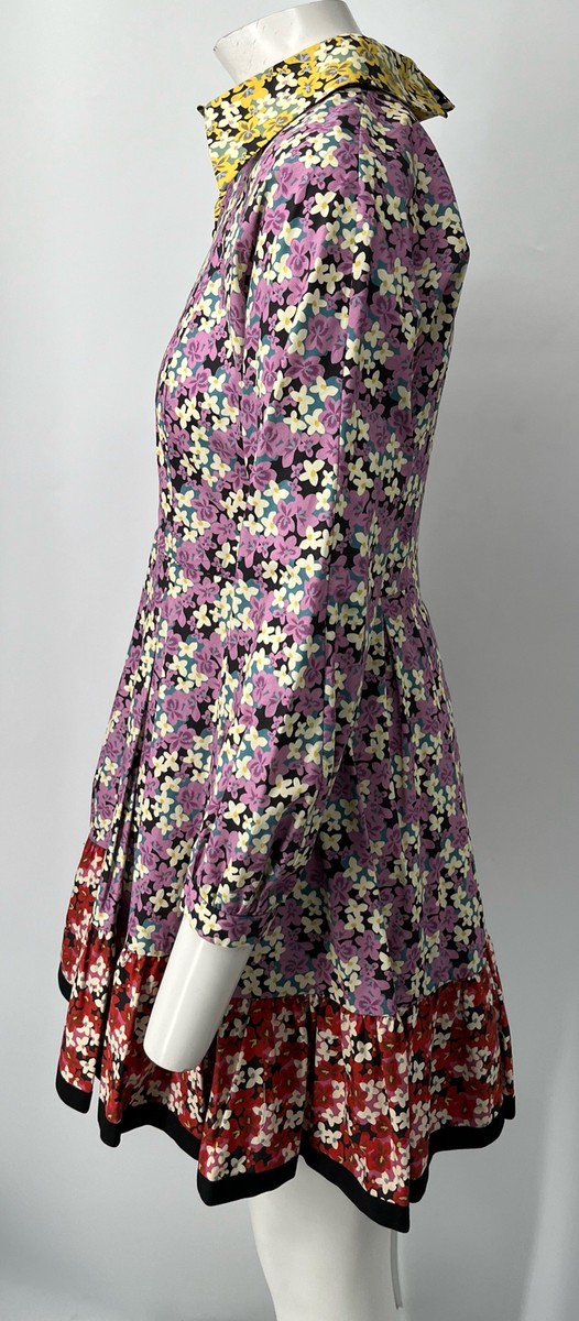 Valentino★素敵！Pink A-Line Black Floral Print Dress NWOT Valentino Pink A-Line Black Floral Print Dress Size 38