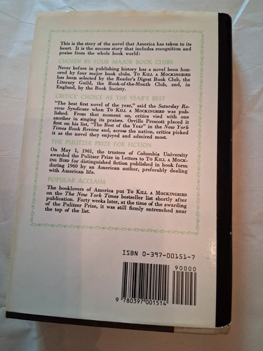 Vintage 1960 Edition of "To Kill A Mockingbird" Harper Lee Hardcover DJ - Bild 14 von 14