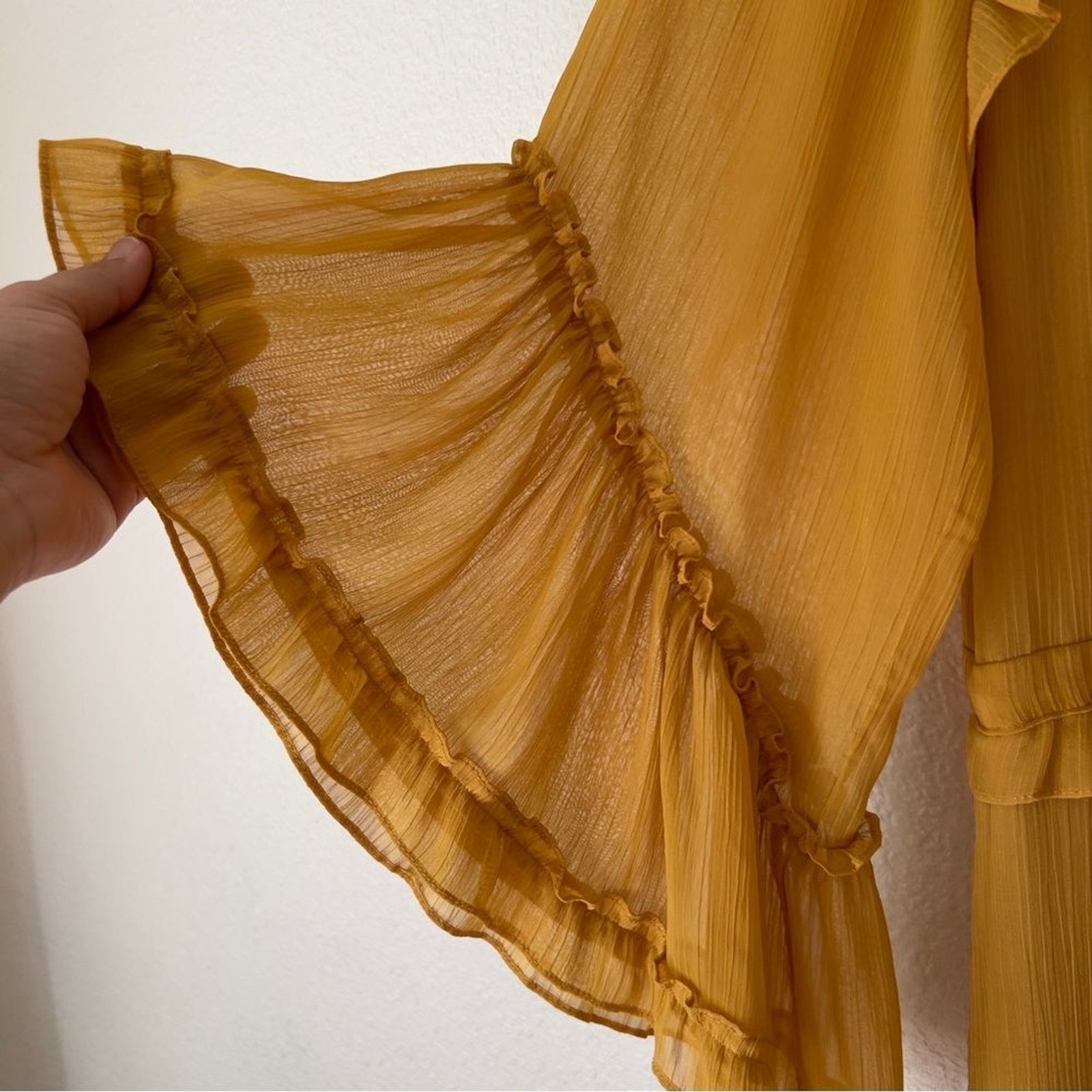 Misa LA Misa Beliz ruffled mustard yellow dress Sz S eBay