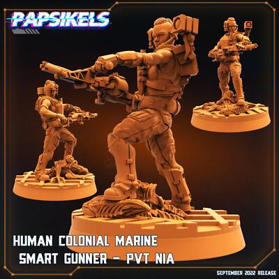 3D Printed Papsikels Cyberpunk Sci-Fi Human Colonial Marine Smart Gunner Pvt Nia