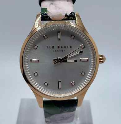 Ted Baker Watch London Womens 32mm Case Floral Leather Band Quartz 