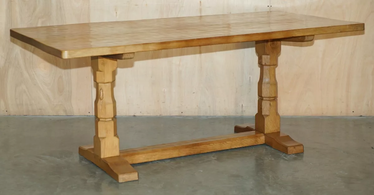 VINTAGE ROBERT MOUSEMAN THOMPSON SIX PERSON DINING TABLE CHAIR PART OF A SUITE