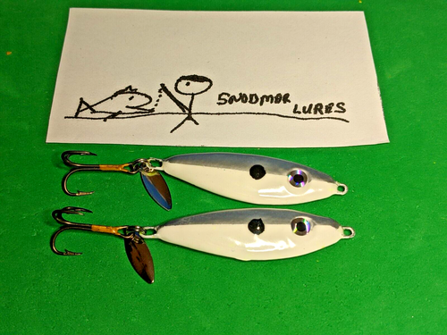2 Cuillères Flutter Jig Plomb – 1/4 Oz – Rouge Et Blanc – Pêche Glace Et Eau Douce – Snodmar Lures