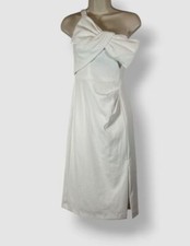 Adrianna Papell Women's White One Shoulder Bow Dress Size 2
