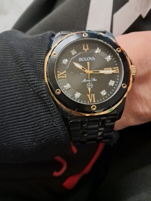 Bulova BVA Men's Black Watch 96A119 Gold And DIAMOND UK