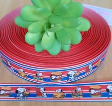 7/8" 1 YD Snoopy Hamburger Grosgrain Ribbon French Fries Soda Pop Dog Collar