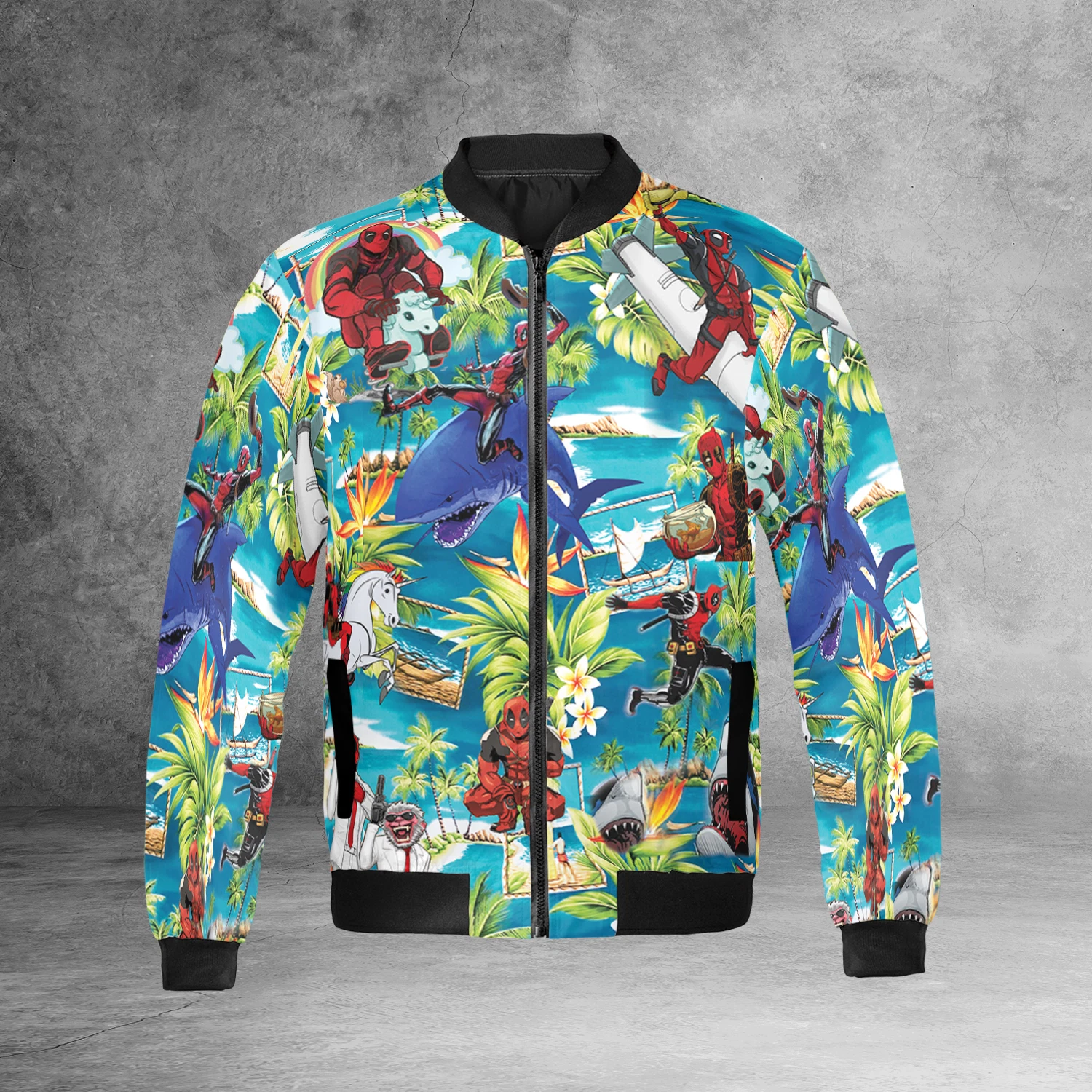 Funny Deadpool Playing In The Sea Tropical Summer Vibes Superhero Jacket