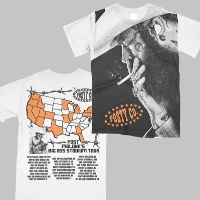 Post Malone Big Ass Stadium Tour 2025 Photo Art With Tour Dates 3D Shirt