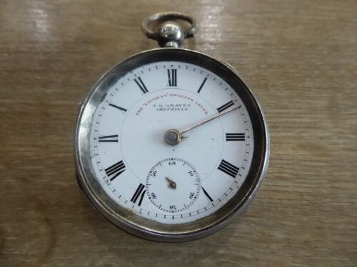 ANTIQUE  SOLID SILVER J.G.GRAVES  GENTS POCKET WATCH DATES C 1899 - Picture 1 of 10