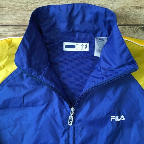 FILA Men’s Jacket Windbreaker Full Zip Nylon Size S Blue Yellow - Picture 6 of 7
