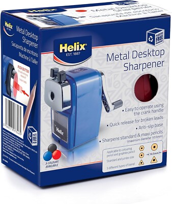 Schreibtisch Bleistiftspitzer von Helix klassisches Design strapazierfähig mit Klemme