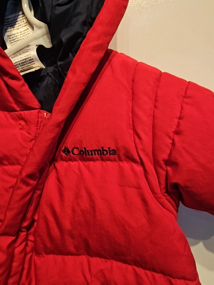 Traje de esquí de plumón rojo traje de nieve de una pieza COLUMBIA unisex niños jóvenes talla 6 meses Foto 3 de 4