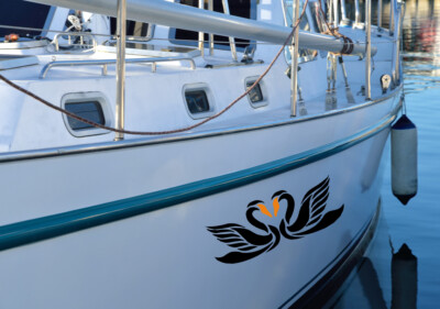 Personalisierte Maßanfertigung Boot Name mit Schwanenboot Aufkleber Sticker