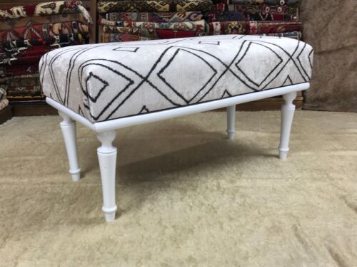 Reposapiés otomano tapizado hecho a mano Kilim piano entrada dormitorio banco - Imagen 8 de 22