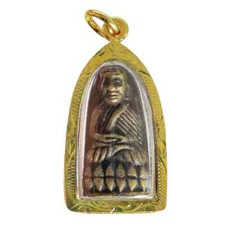 Phra LP Tuad pim Phra Rod Wat Changhai Gold Micron Pendant Thai Buddha Amulet