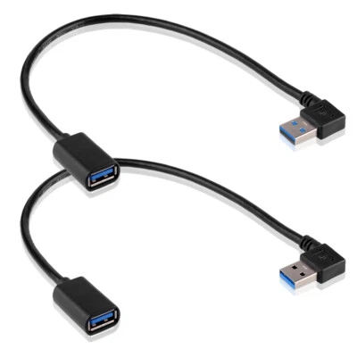 2 Stück Links+Rechts 30cm USB 3.0 Winkel Adapter 90° Grad A-Stecker zu A-Buchse - Bild 1 von 3