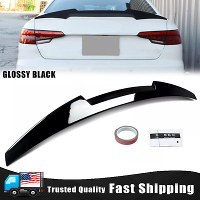 Fit 2017-2024 2023 Audi A4 S4 B9 Rear Trunk Spoiler Wing Gloss Black M4 V Style