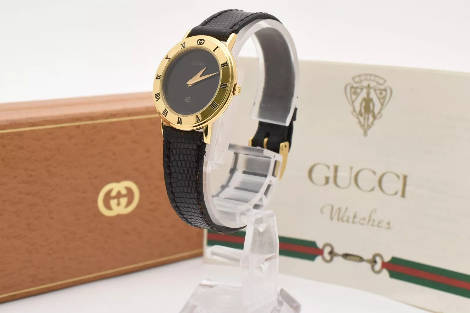[ Vintage] Montre Femme Gucci 3000L Quartz Cadran Noir Or du JAPON 20