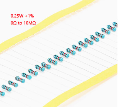 100 x Metal Film Resistor 0.25W 1/4W ±1%- Full Range of Values 0Ω to 10MΩ
