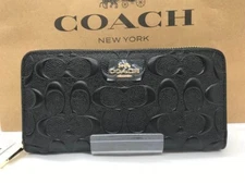 NEW F53834 Boxed Long Zip Around Wallet Signature Leather Outlet Black