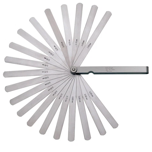 184-304S, Thickness Gage / Feeler Gage, 0.05Mm to 1Mm, 20 Leaves, Straight, 150M