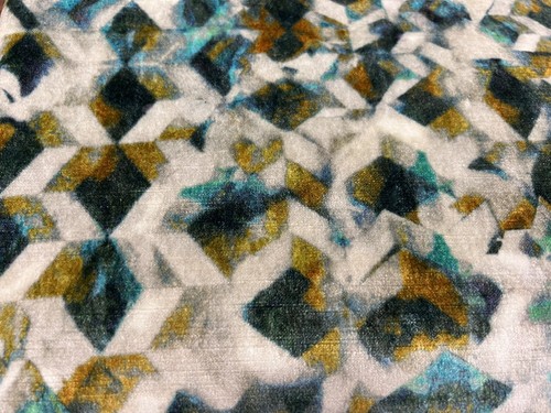 Black Edition Abstract Kaleidoscope Velvet Fabric Kaleido Peacock 3.65yd 9041/02 - Picture 2 of 2