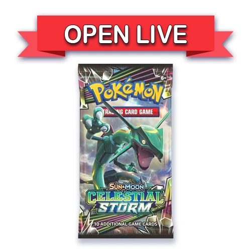 Open Live 1 Pack X Pokemon TCG Sun & Moon Celestial Storm Booster Pack English