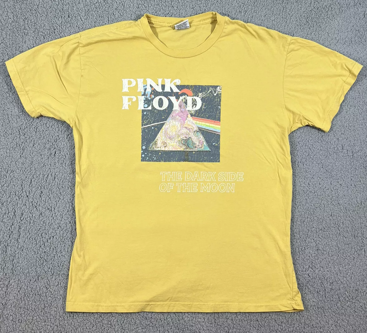 Pink Floyd Shirt Adult Small Yellow Dark Side Of The Moon Graphic Tee Men