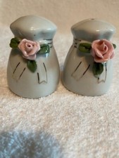 Pink Victorian Rose Vintage Salt and Pepper Shakers-Ceramic