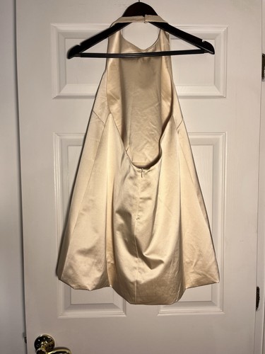 Zara Womens Evening Dress Medium NWT Back Out Halter Gold Tone Mini Lined - Picture 12 of 15
