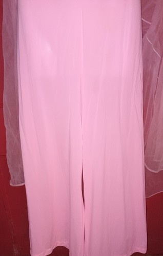 Vintage 60s 70s Double Nylon Romper Jumper Jumpsuit Palazzo Pants Pink Sz M - Picture 4 of 7