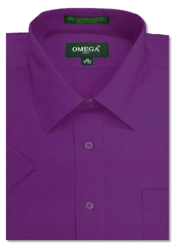 Mens Solid SHORT SLeeve Premium Regular fit Dress Shirts, 26 colors, size S~5XL - Picture 19 of 28