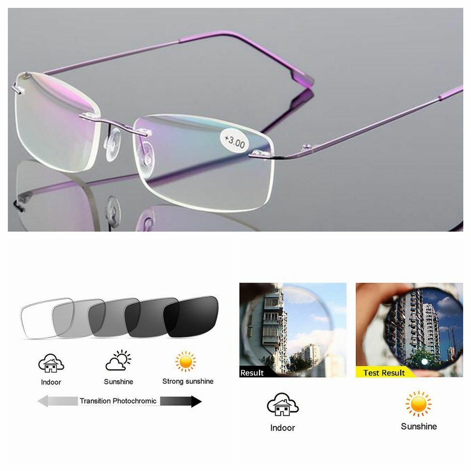 Bifocal Transition Photochromic Rectangle Reader Flexible Alloy Reading ...