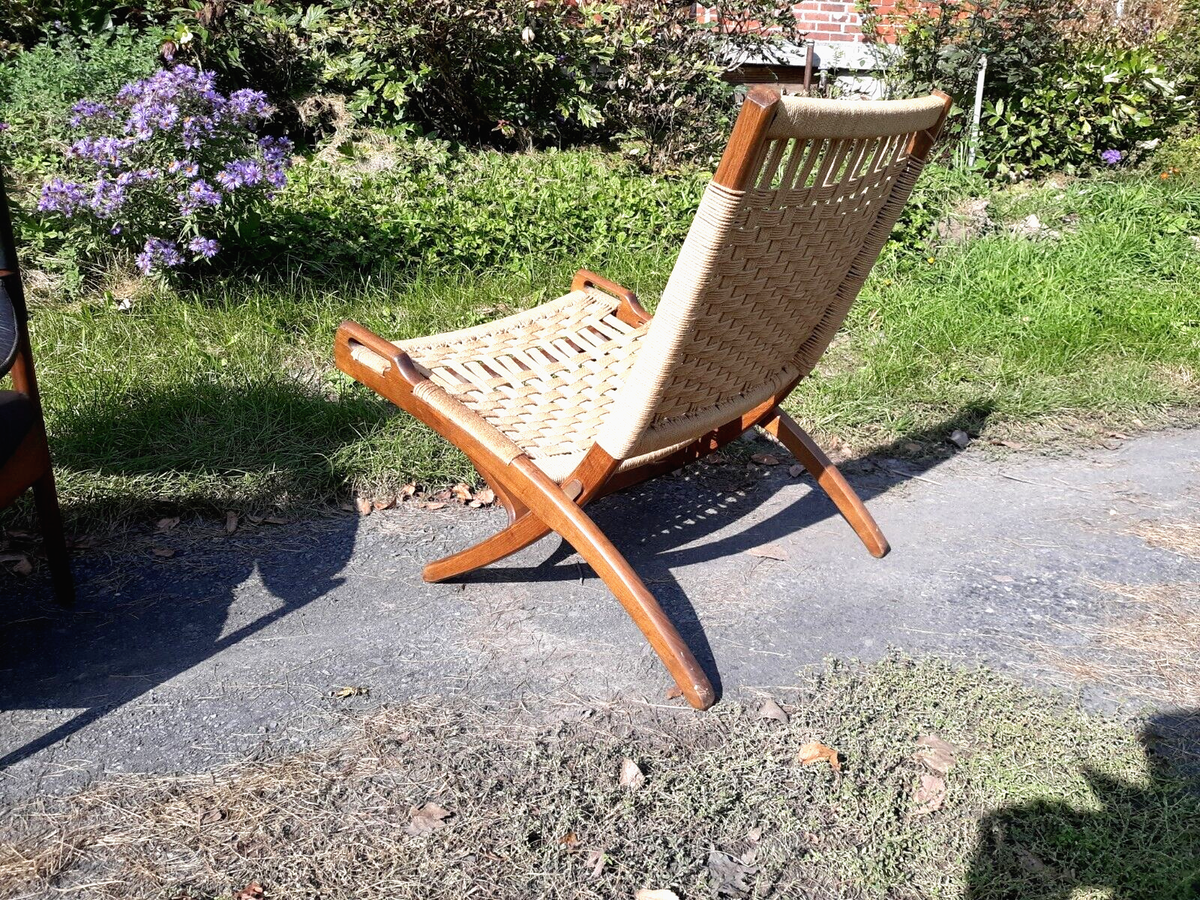 Danish modern,Yugoslavian,folding rope lounge chair,Wegner style