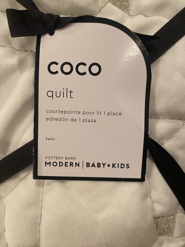 Pottery Barn Modern Baby Kids Coco Velvet Reversible Quilt Twin Ivory - Picture 3 of 10