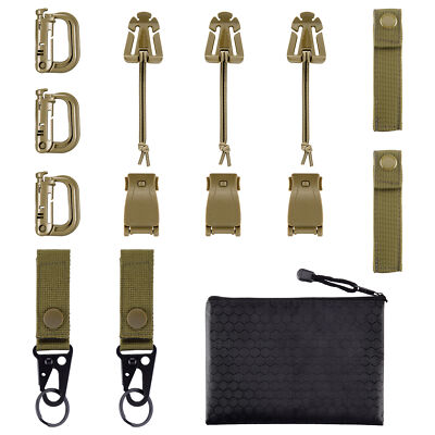 Kit of 13 Coyote Tan Web Dominator & D-Ring Grimloc Tactical Key Ring for Molle